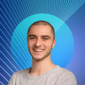 Blue high-tech LinkedIn resume magic profile picture template