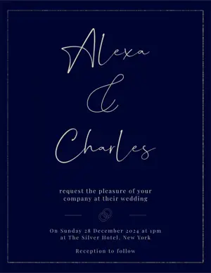 A Wedding Card With The Words Alex And Charles On It Wedding Template