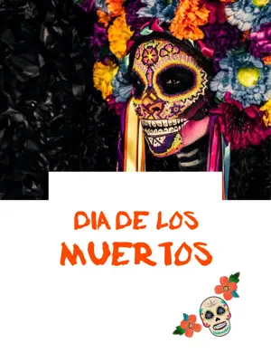 A Woman With A Skull Mask And A Sign That Says Dia De Los Muert Day Of The Dead Template