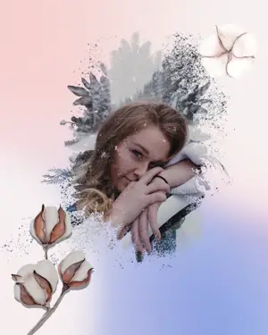 A Woman With A Flower Winter Wonderland Template