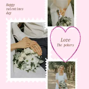 light pink cute valentine stamps minimalistic photo collage template 