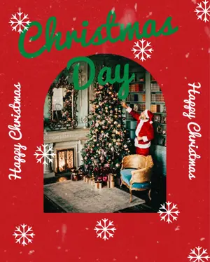 Bright Red and snow flakes cute instagram post