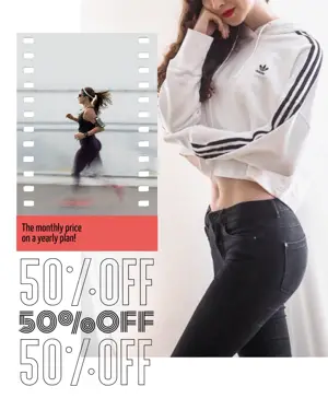 A Woman In A White Sweatshirt And Black Jeans Sports Template