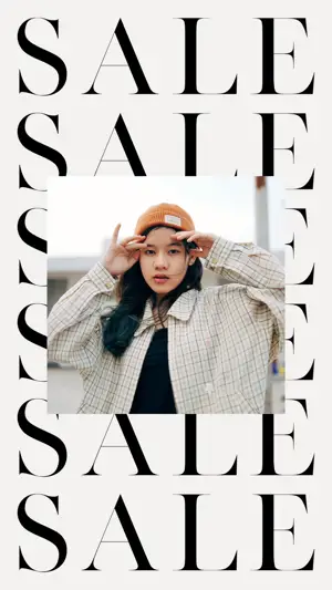 White Simple Fashion Cool Woman With Hat Sale Template